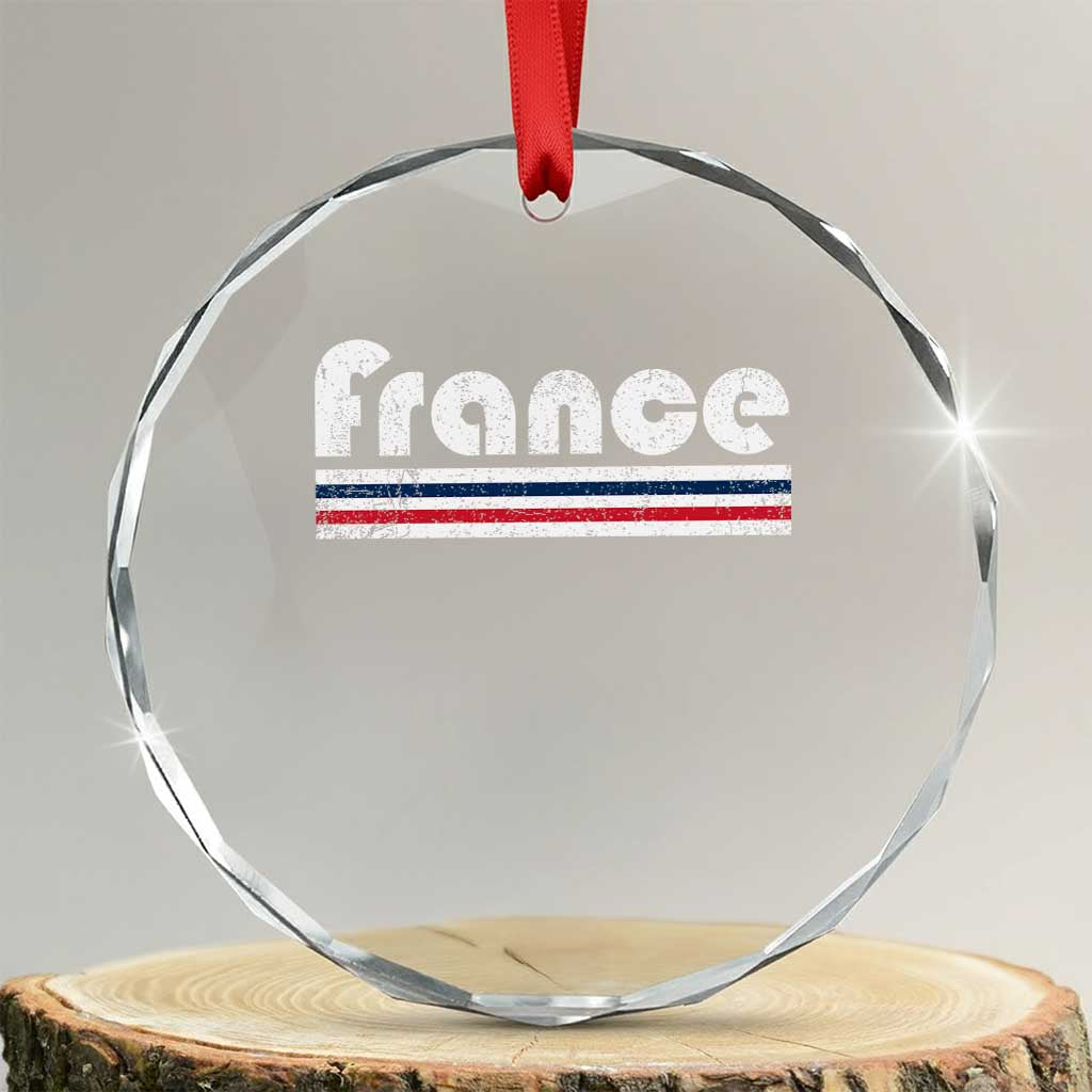 Vintage France Flag Distressed Retro Graphic Crystal Glass Ornament Patriotic French Heritage Pride Gift