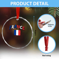 Vintage France Flag French Heritage Graphic Crystal Glass Ornament