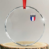 Vintage France Football Crest Two Stars French Flag Crystal Glass Ornament