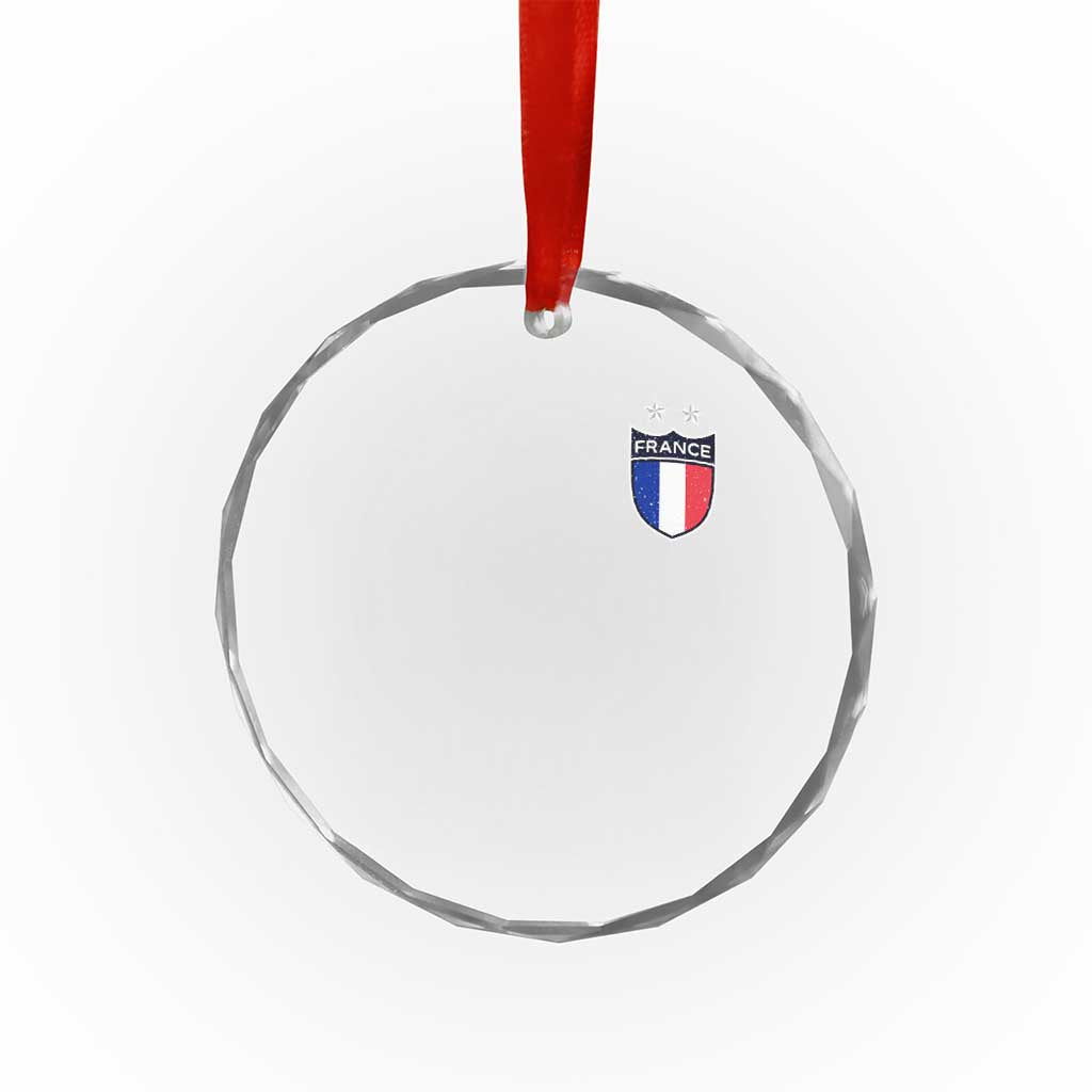 Vintage France Football Crest Two Stars French Flag Crystal Glass Ornament