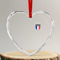 Vintage France Football Crest Two Stars French Flag Heart Crystal Glass Ornament