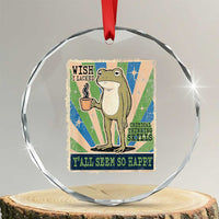 Vintage Frog Drinking Coffee Sarcastic Meme Crystal Glass Ornament Wish I Lacked Critical Thinking Skills You All Seem So Happy