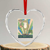 Vintage Frog Drinking Coffee Sarcastic Meme Heart Crystal Glass Ornament Wish I Lacked Critical Thinking Skills You All Seem So Happy