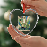 Vintage Frog Drinking Coffee Sarcastic Meme Heart Crystal Glass Ornament Wish I Lacked Critical Thinking Skills You All Seem So Happy