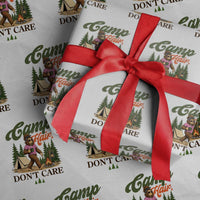 Vintage Funny Girly Bigfoot Camper Wrapping Paper Roll Camp Hair Don't Care Sasquatch Camping Outdoor Adventure