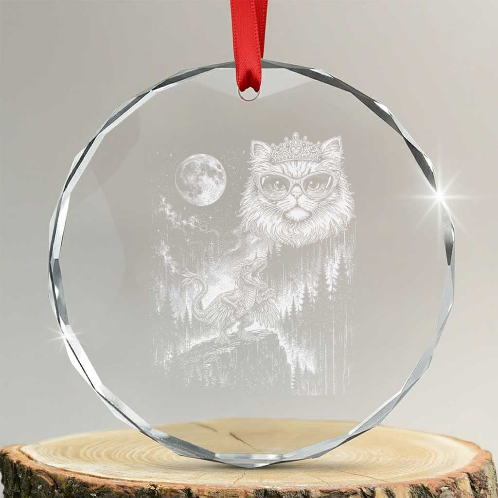 Vintage Geek Princess Cat Crystal Glass Ornament Full Moon Engraving Art Gift