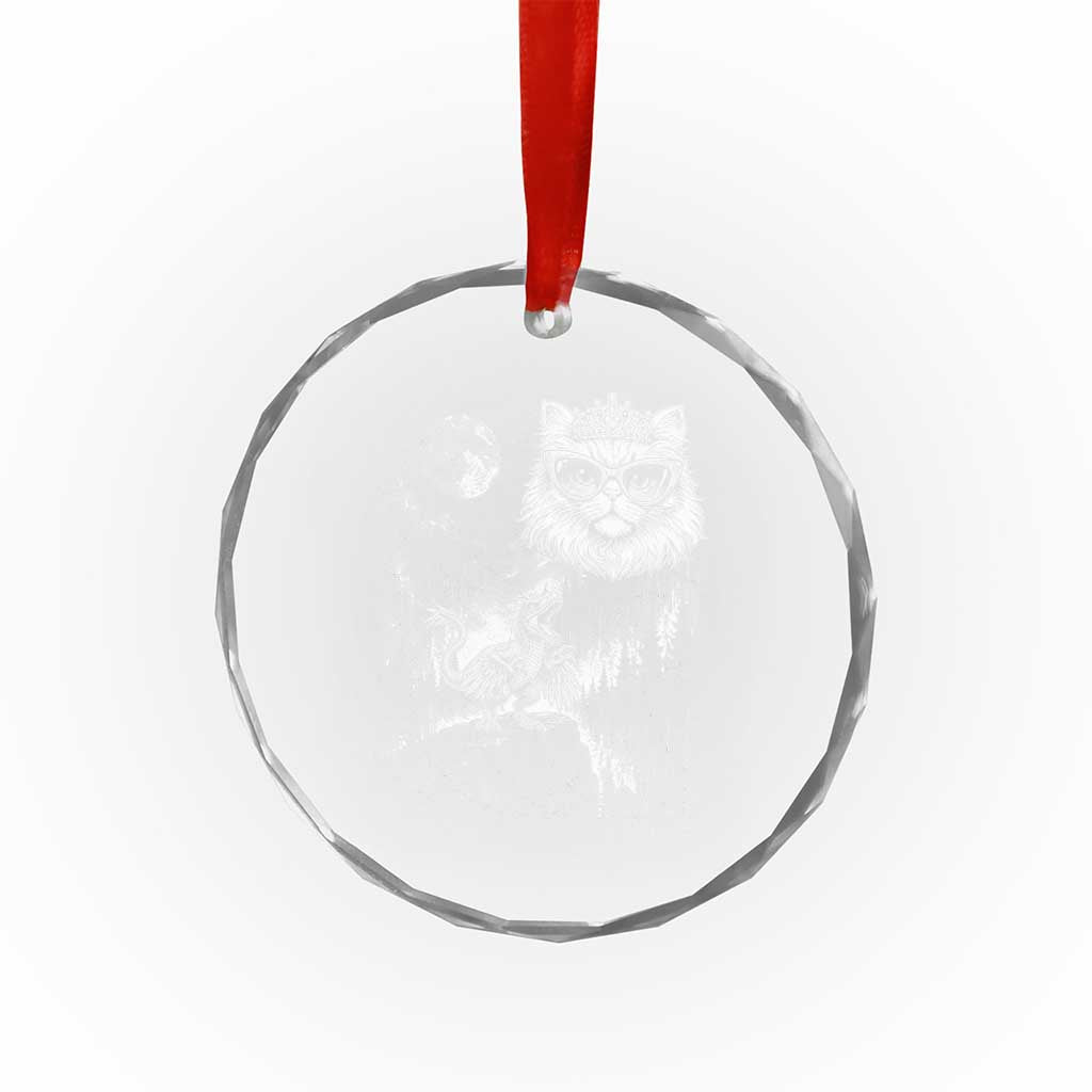 Vintage Geek Princess Cat Crystal Glass Ornament Full Moon Engraving Art Gift