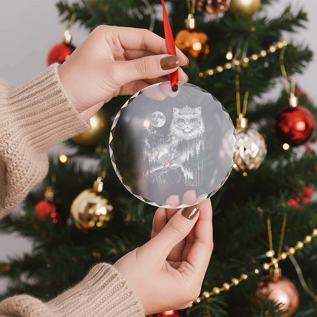 Vintage Geek Princess Cat Crystal Glass Ornament Full Moon Engraving Art Gift