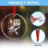 Vintage Geek Princess Cat Crystal Glass Ornament Full Moon Engraving Art Gift