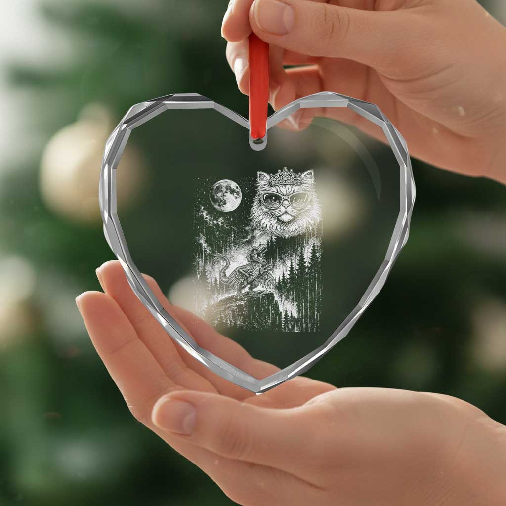 Vintage Geek Princess Cat Heart Crystal Glass Ornament Full Moon Engraving Art Gift