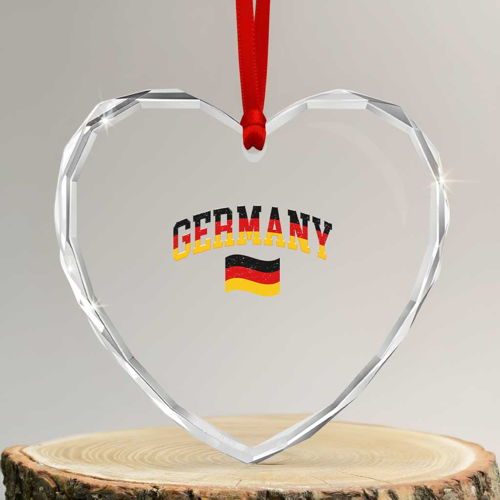 Vintage Germany Flag Heart Crystal Glass Ornament Black Red Gold German Heritage Gift
