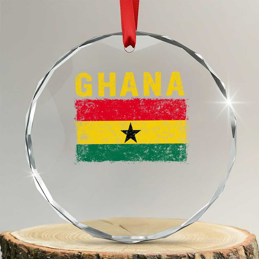 Vintage Ghana Flag Distressed Design Crystal Glass Ornament Proud Ghanaian Heritage African Pride