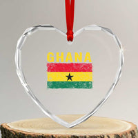 Vintage Ghana Flag Distressed Design Heart Crystal Glass Ornament Proud Ghanaian Heritage African Pride