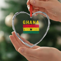 Vintage Ghana Flag Distressed Design Heart Crystal Glass Ornament Proud Ghanaian Heritage African Pride