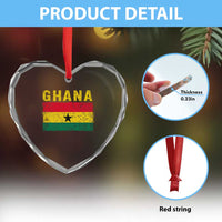 Vintage Ghana Flag Distressed Design Heart Crystal Glass Ornament Proud Ghanaian Heritage African Pride