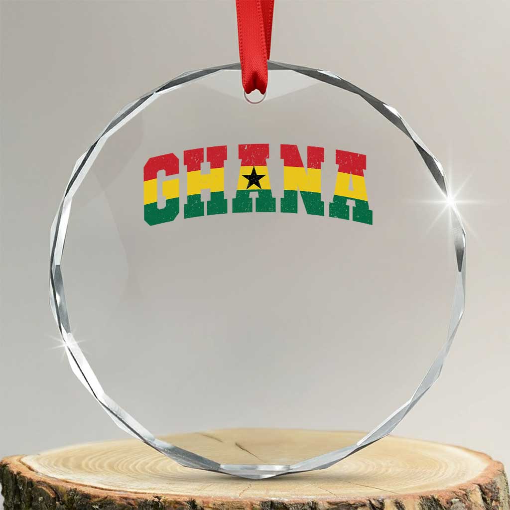Vintage Ghana Flag Varsity Crystal Glass Ornament Classic Ghanaian Pride Heritage Graphic