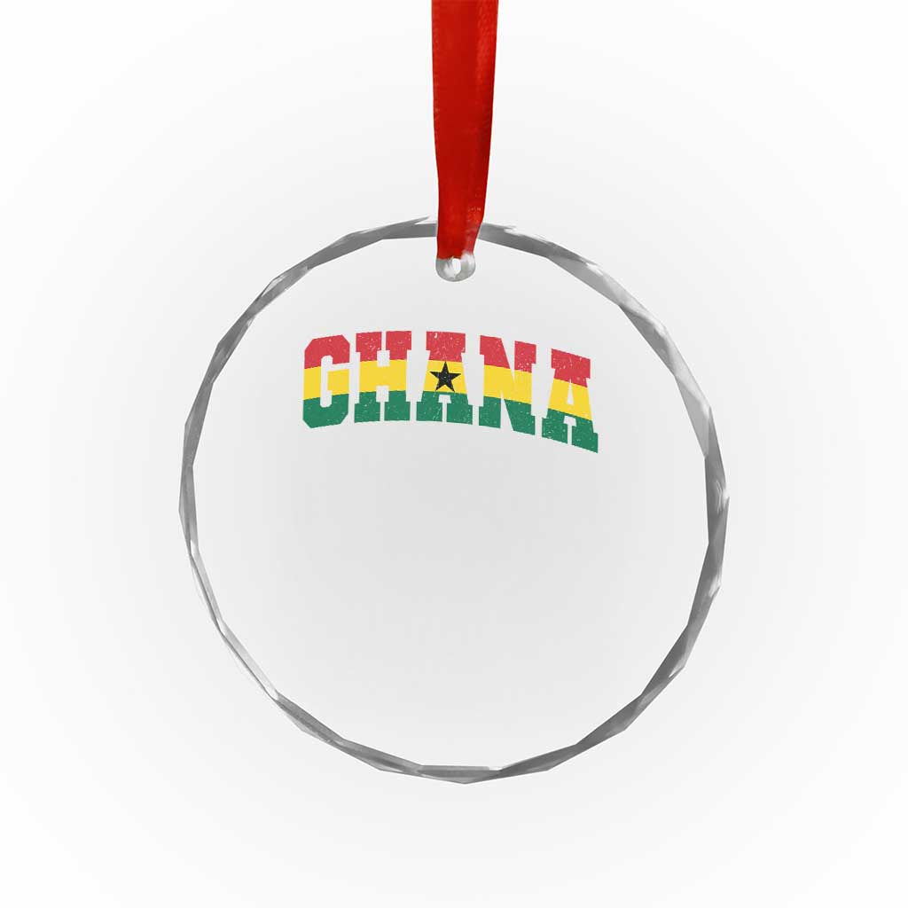 Vintage Ghana Flag Varsity Crystal Glass Ornament Classic Ghanaian Pride Heritage Graphic