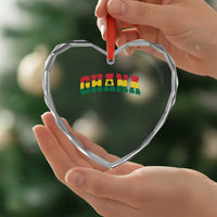 Vintage Ghana Flag Varsity Heart Crystal Glass Ornament Classic Ghanaian Pride Heritage Graphic