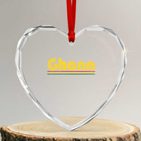 Vintage Ghana Heart Crystal Glass Ornament Retro Stripe Flag Pride Ghanaian Heritage African Roots