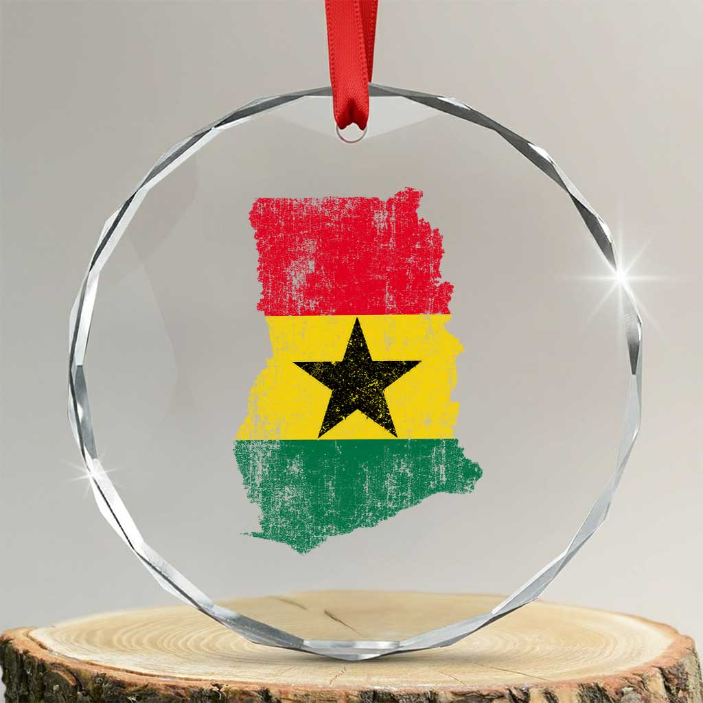 Vintage Ghana Map Flag Crystal Glass Ornament Distressed Proud Ghanaian Heritage African Pride