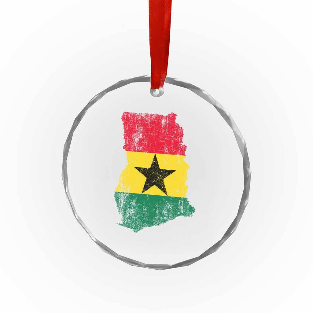Vintage Ghana Map Flag Crystal Glass Ornament Distressed Proud Ghanaian Heritage African Pride