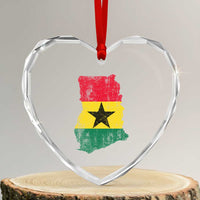 Vintage Ghana Map Flag Heart Crystal Glass Ornament Distressed Proud Ghanaian Heritage African Pride