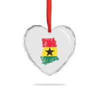 Vintage Ghana Map Flag Heart Crystal Glass Ornament Distressed Proud Ghanaian Heritage African Pride