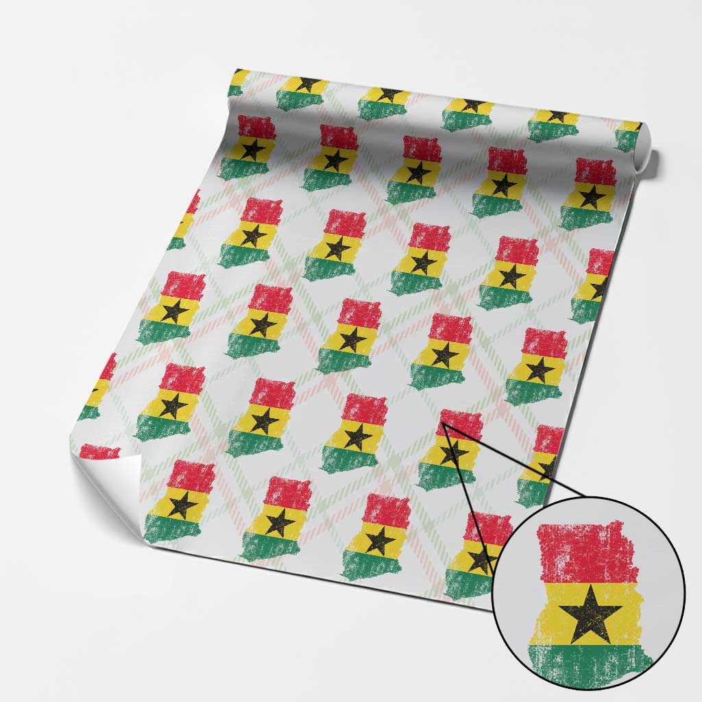 Vintage Ghana Map Flag Wrapping Paper Roll Distressed Proud Ghanaian Heritage African Pride