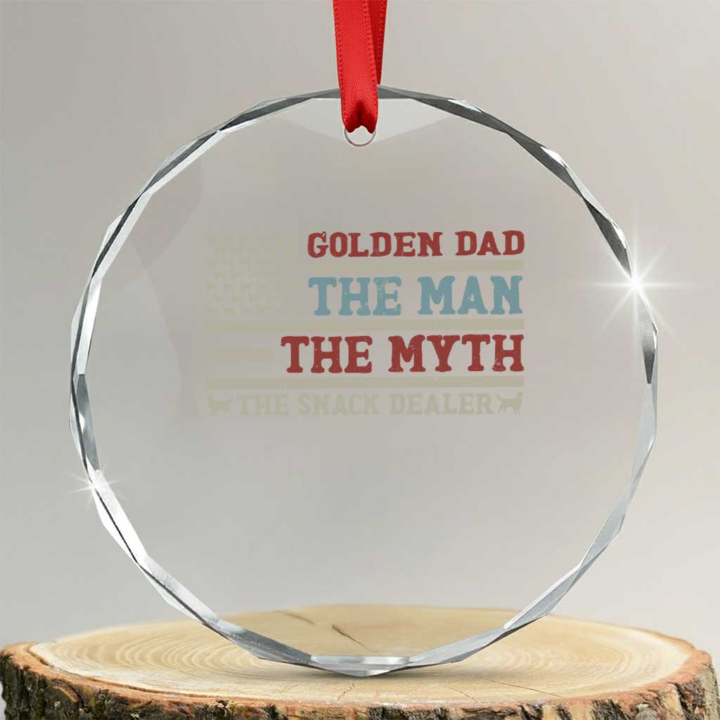 Vintage Golden Retriever Dad Crystal Glass Ornament The Man The Myth The Snack Dealer TS12