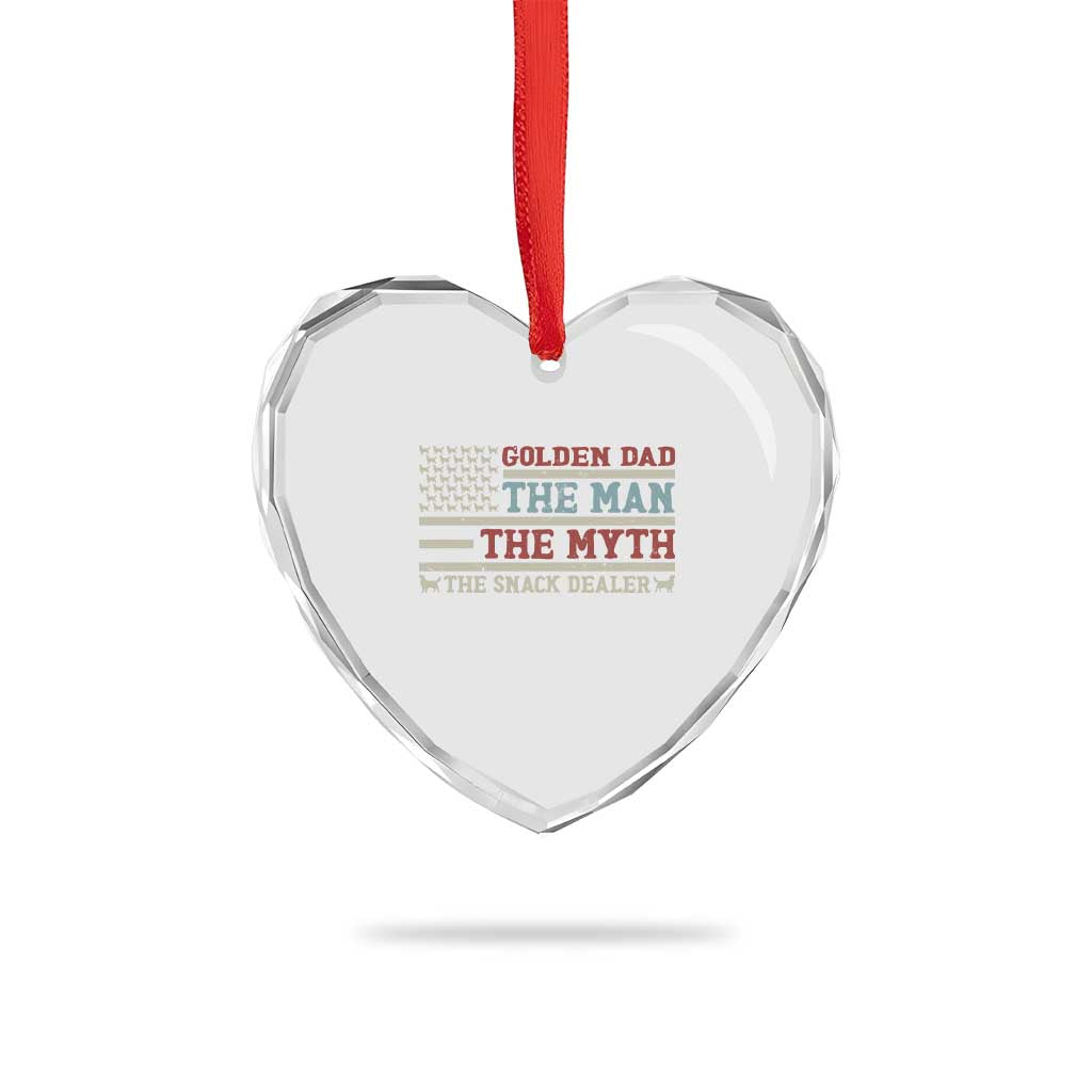Vintage Golden Retriever Dad Heart Crystal Glass Ornament The Man The Myth The Snack Dealer
