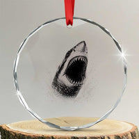 Vintage Great White Shark Jaw Graphic Crystal Glass Ornament Marine Life Gifts