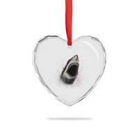 Vintage Great White Shark Jaw Graphic Heart Crystal Glass Ornament Marine Life Gifts