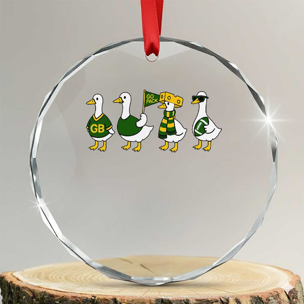 Vintage Green Bay Goose Crystal Glass Ornament Funny Silly Gooses Football - Wonder Print Shop