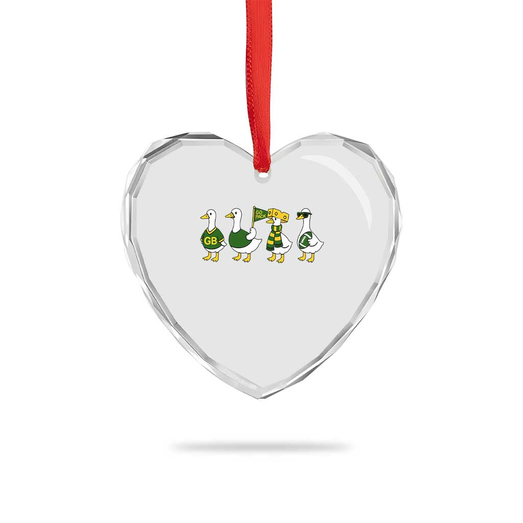 Vintage Green Bay Goose Heart Crystal Glass Ornament Funny Silly Gooses Football - Wonder Print Shop