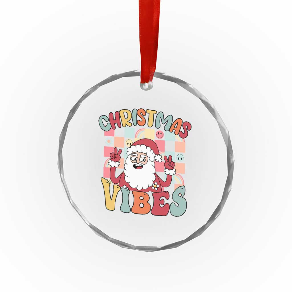 Vintage Groovy Santa Xmas Vibe Crystal Glass Ornament TS09