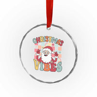Vintage Groovy Santa Xmas Vibe Crystal Glass Ornament TS09