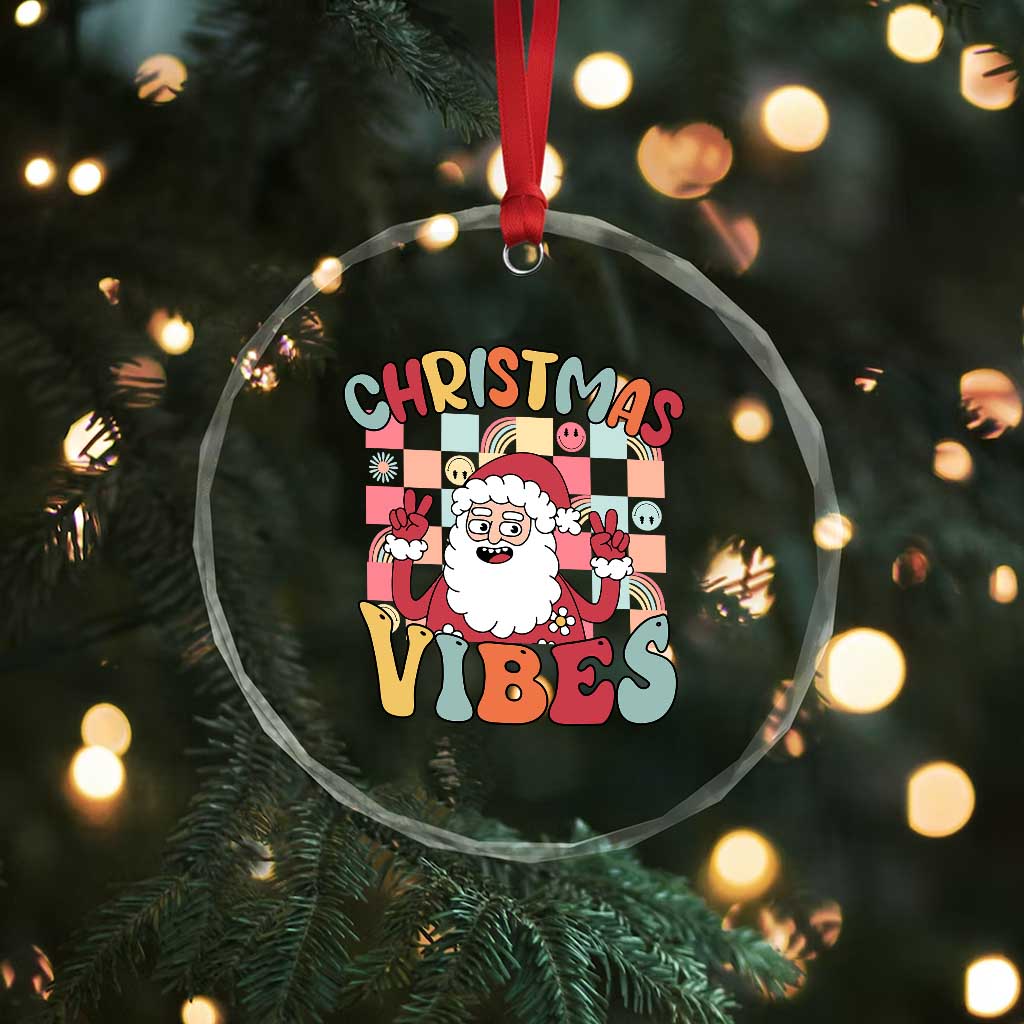 Vintage Groovy Santa Xmas Vibe Crystal Glass Ornament TS09