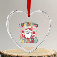 Vintage Groovy Santa Xmas Vibe Heart Crystal Glass Ornament - Wonder Print Shop