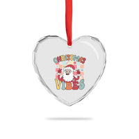 Vintage Groovy Santa Xmas Vibe Heart Crystal Glass Ornament - Wonder Print Shop