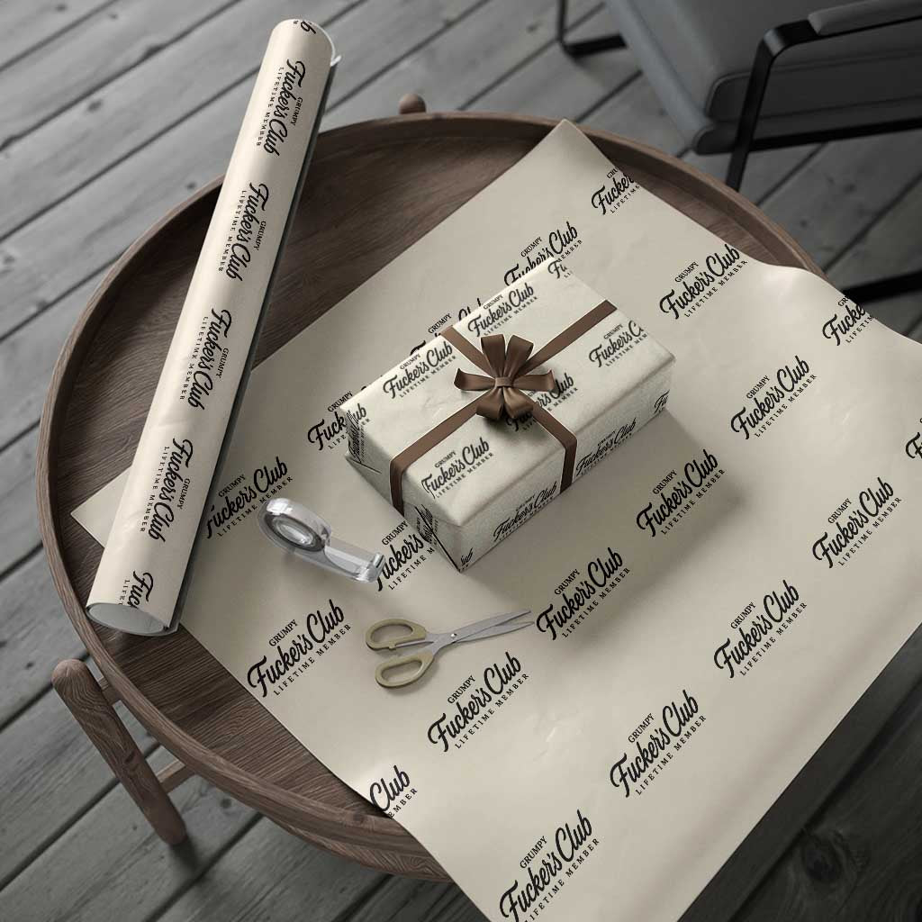 Vintage Grumpy Fuckers Club Lifetime Member Wrapping Paper Roll Gag Gift Birthday Husband Dad Fathers Day