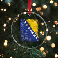 Vintage Grunge Bosnia Herzegovina National Flag Crystal Glass Ornament Bosnian Pride Soccer Heritage Sports Fan