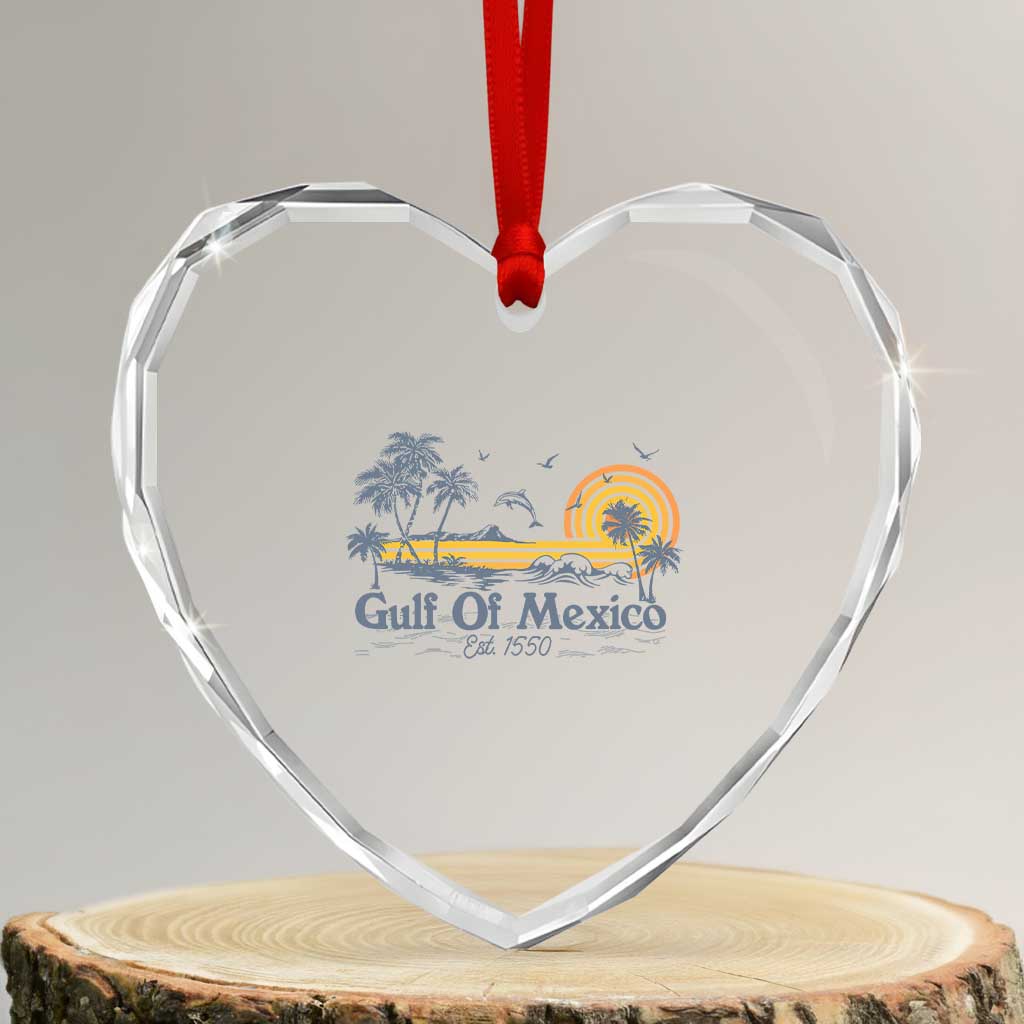 Vintage Gulf of Mexico Est 1550 Heart Crystal Glass Ornament Golfo De Mexico - Wonder Print Shop