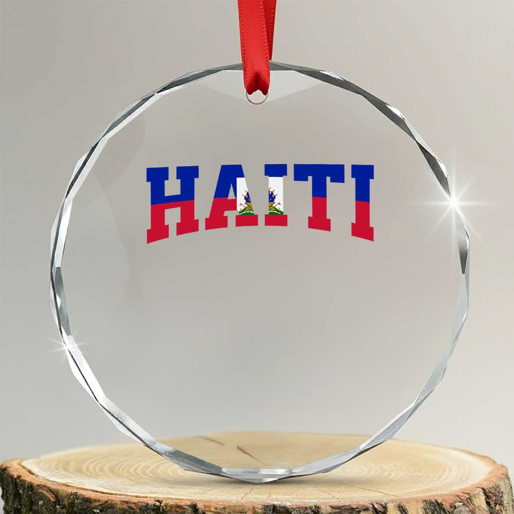 Vintage Haiti Crystal Glass Ornament Varsity Haitian Flag Classic Haitian Pride College Style