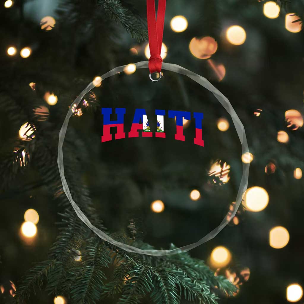 Vintage Haiti Crystal Glass Ornament Varsity Haitian Flag Classic Haitian Pride College Style