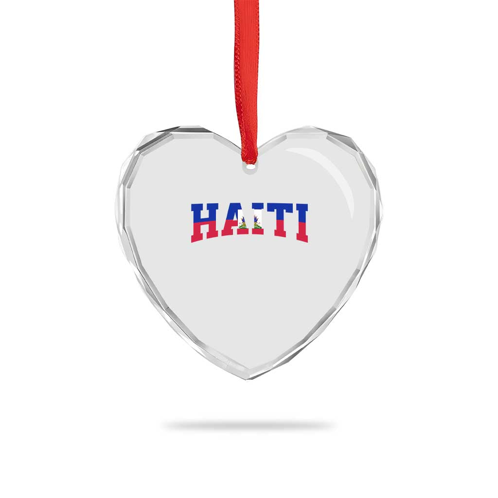 Vintage Haiti Heart Crystal Glass Ornament Varsity Haitian Flag Classic Haitian Pride College Style