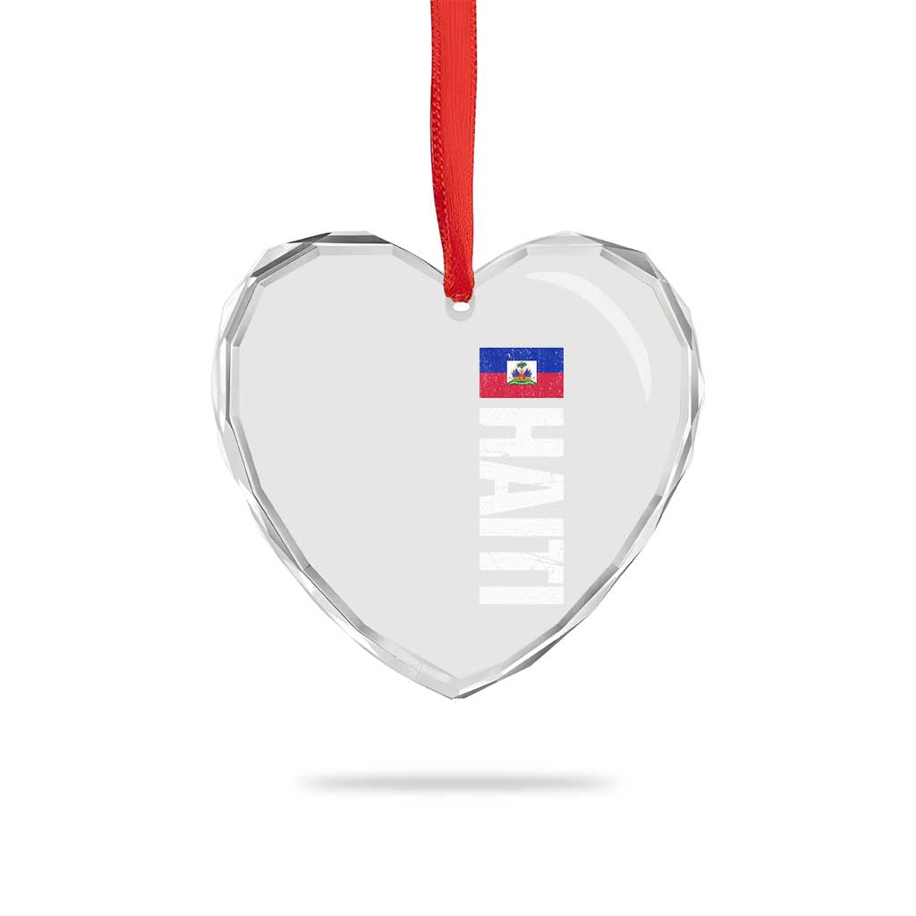 Vintage Haitian Flag Heart Crystal Glass Ornament Proud Haitienne Haiti Independence 1804