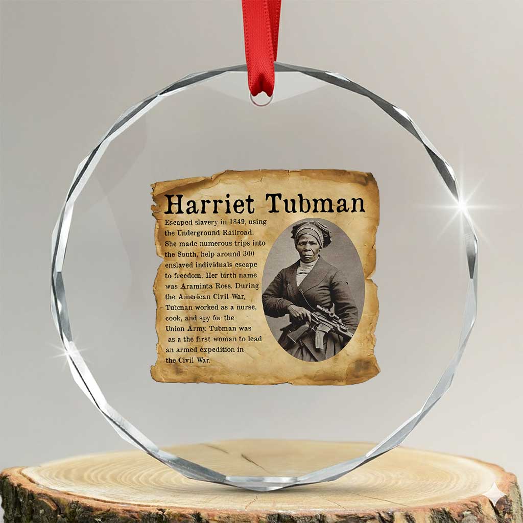 Vintage Harriet Tubman Poster Crystal Glass Ornament Female Empowerment History Gift - Wonder Print Shop