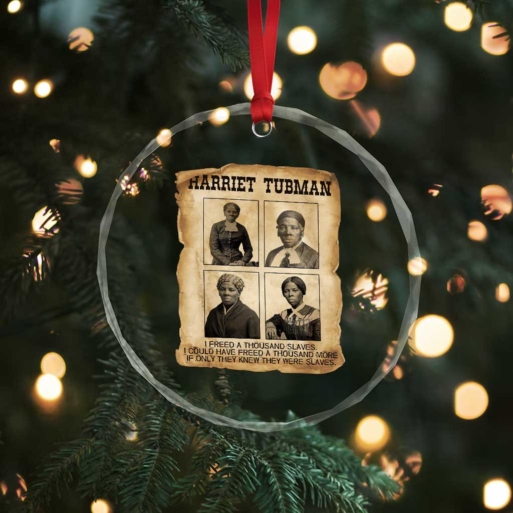 Vintage Harriet Tubman Poster Crystal Glass Ornament I Freed A Thousand People - Wonder Print Shop