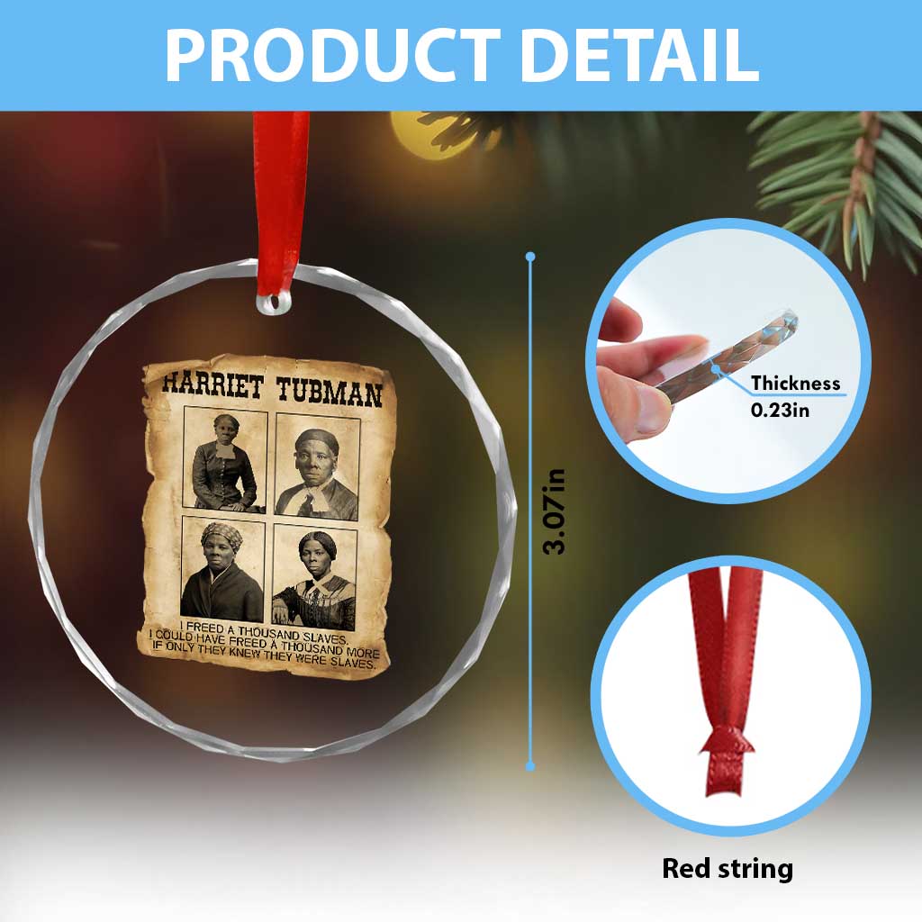 Vintage Harriet Tubman Poster Crystal Glass Ornament I Freed A Thousand People - Wonder Print Shop