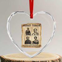 Vintage Harriet Tubman Poster Heart Crystal Glass Ornament I Freed A Thousand People - Wonder Print Shop